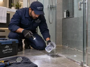 فحص مصرف الدش لتحديد تسرب المياه من شبكة الصرف